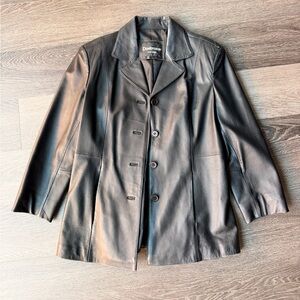 Dimension Black Leather Button-Front Women's Jacket